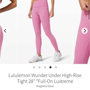 Lululemon Athletica Magenta Glow Leggings